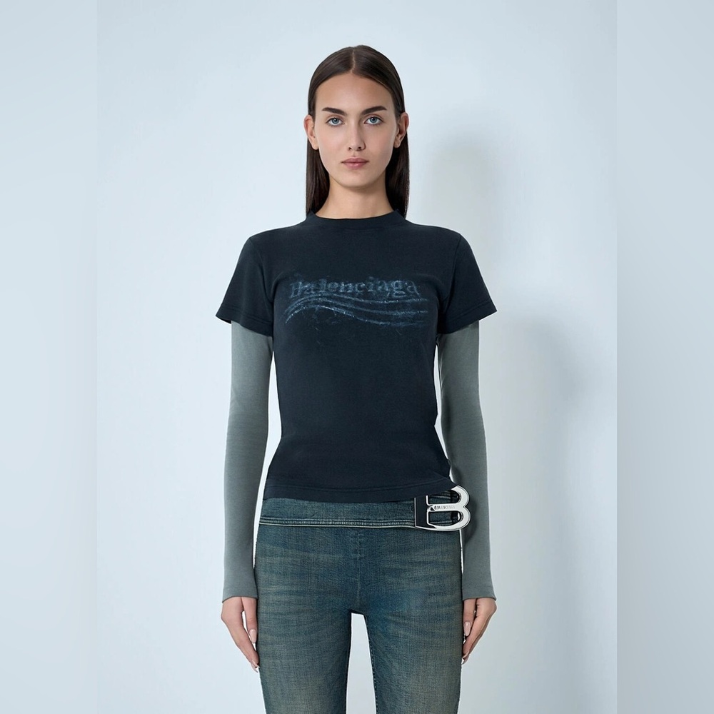 Balenciaga washed Crayon Political logo layered t shirt size small